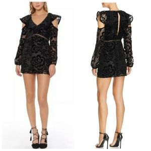 new Red Carter Black Lace & Velvet Shoulder Dress